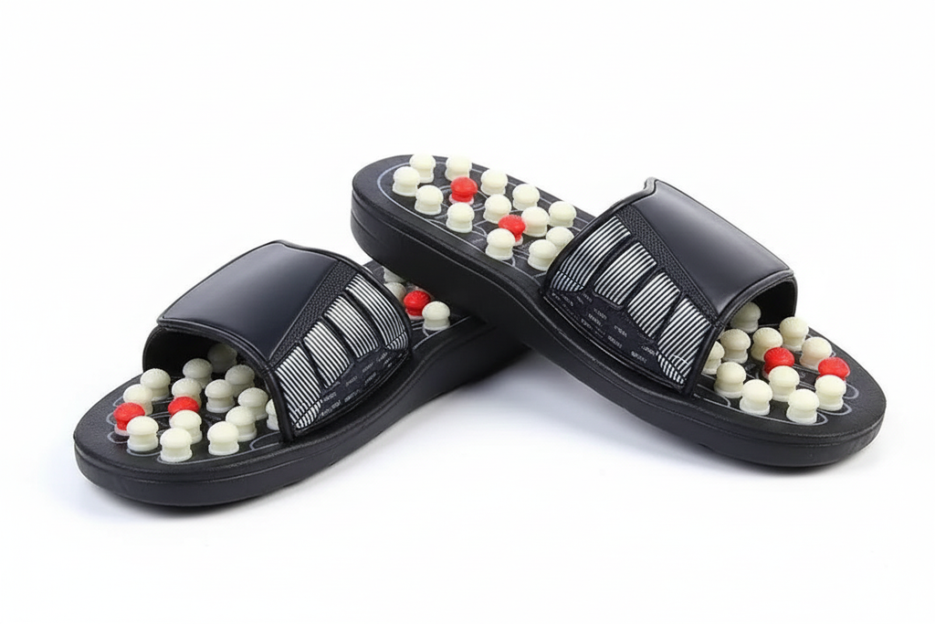 Acupressure massage slippers professional studio shot