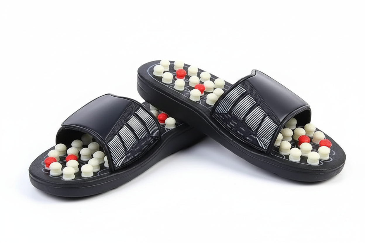 Acupressure massage slippers professional studio shot