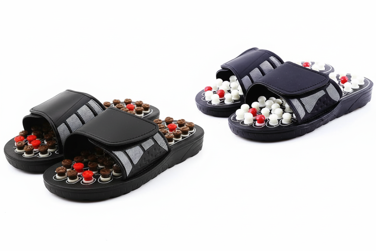 Both acupressure slipper variants together