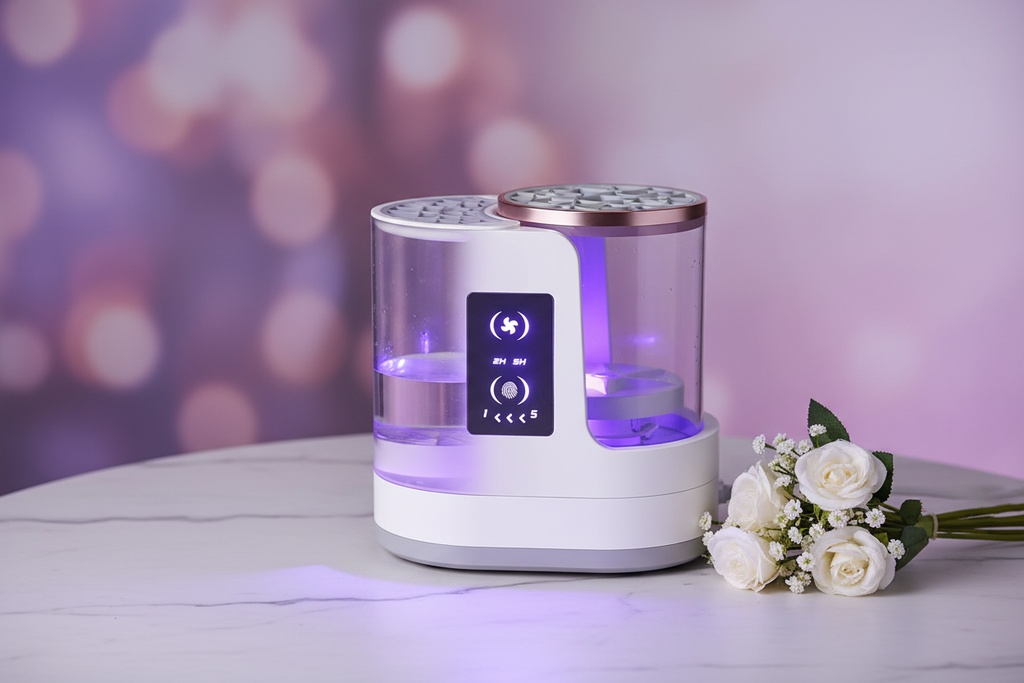 Electric brush cleaner marble purple glow