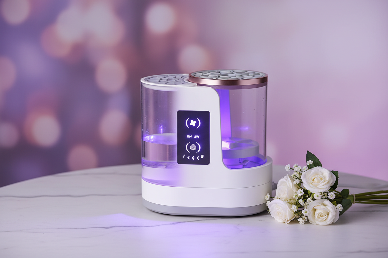 Electric brush cleaner marble purple glow