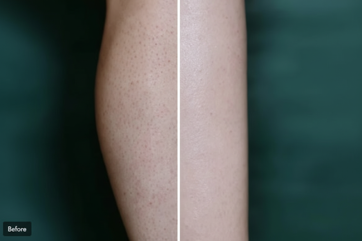 Exfoliating bath mitt before and after