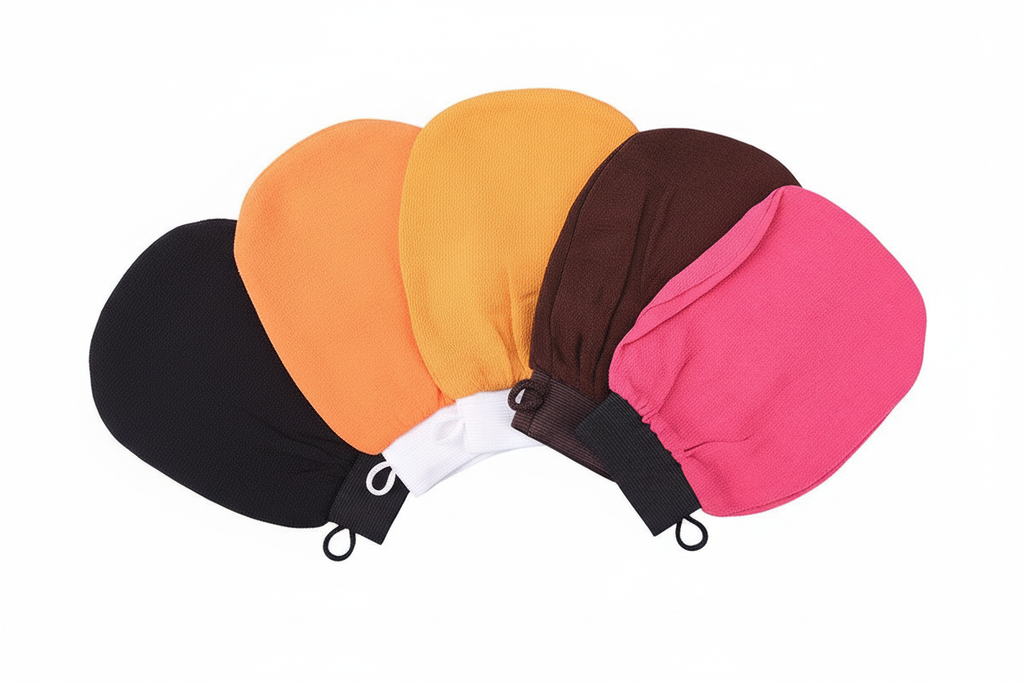 Exfoliating mitt all colors fan layout