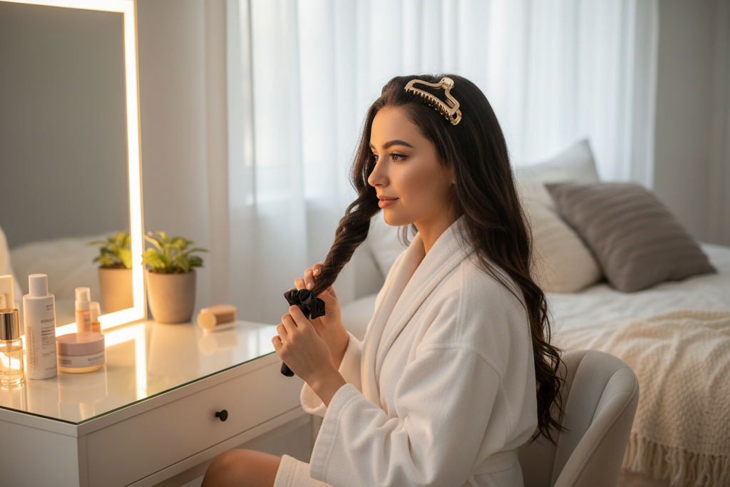 Heatless curl rod vanity lifestyle