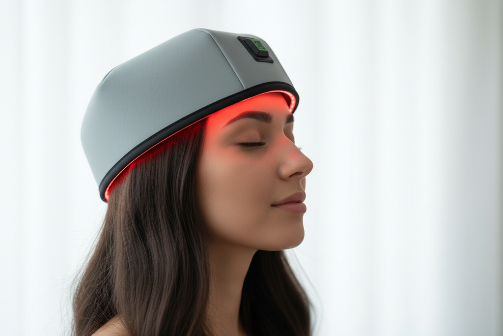 Red light therapy cap side profile