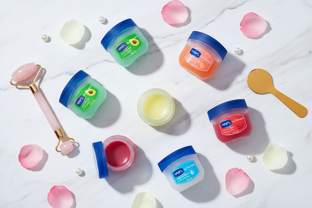 WNP'L lip balms flat lay marble
