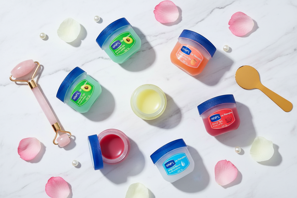 WNP'L lip balms flat lay marble