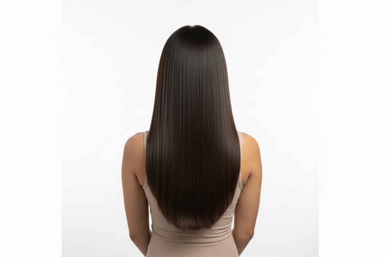 Woman with straight hair from behind